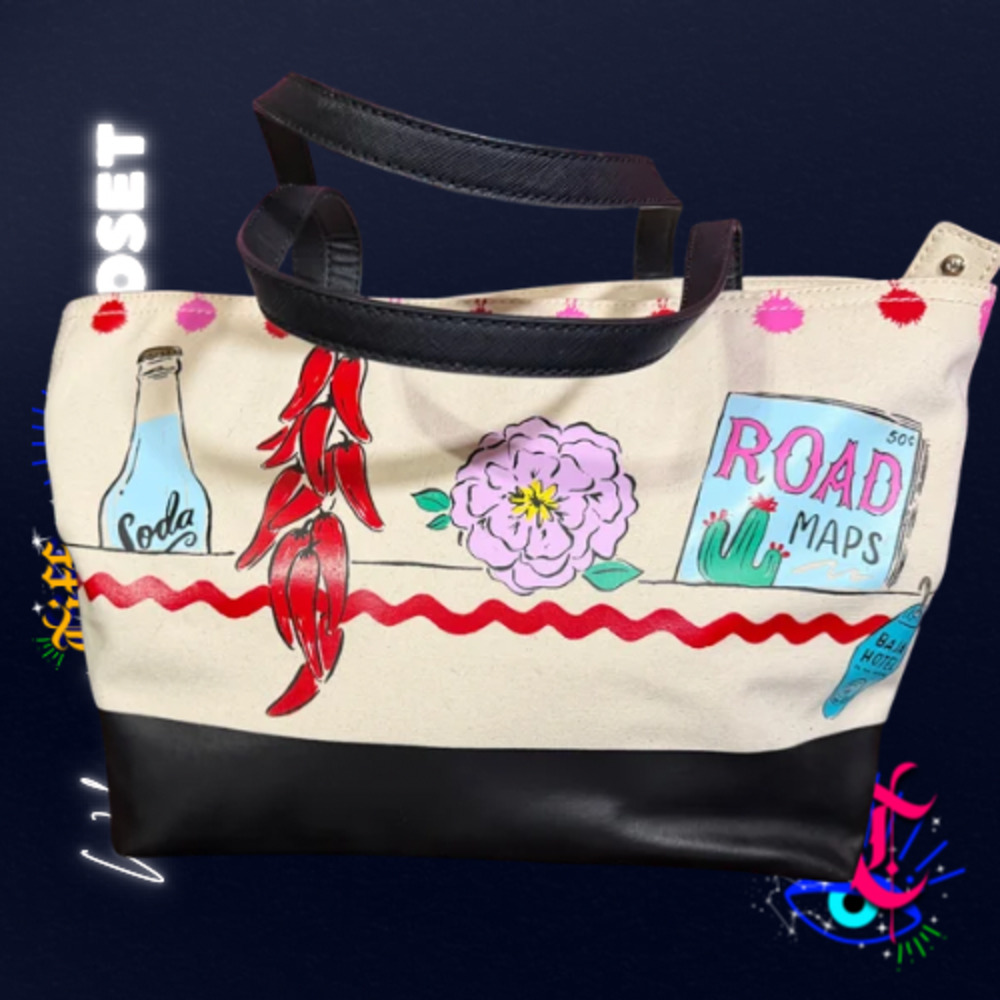 Kate Spade New York Road Trip Canvas Tote Bag Novelty Travel Print